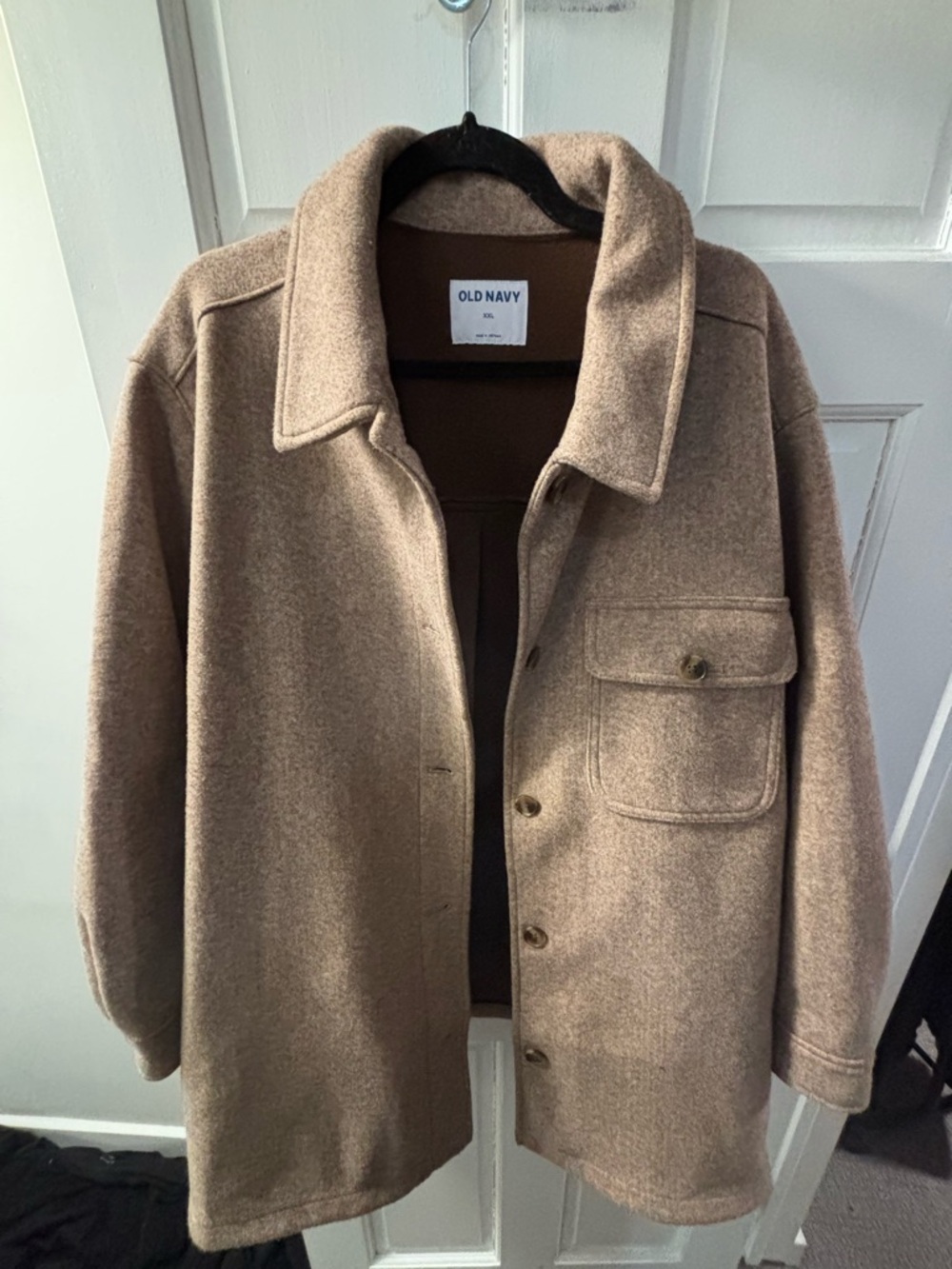 Old Navy Women’s Tan Wool-Blend Button Shirt Jacket